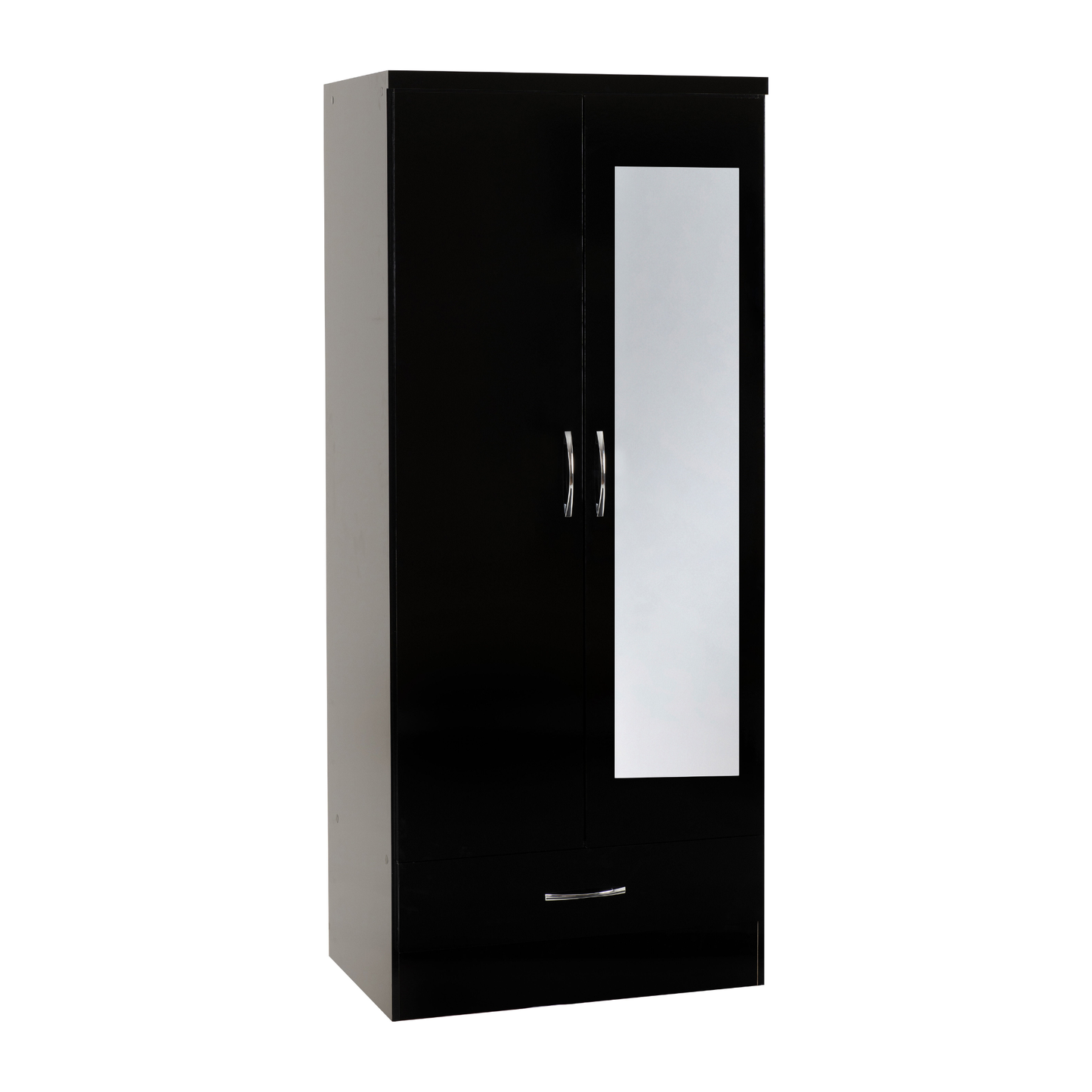 Nevada Mirrored 2 Door Wardrobe - Black Gloss