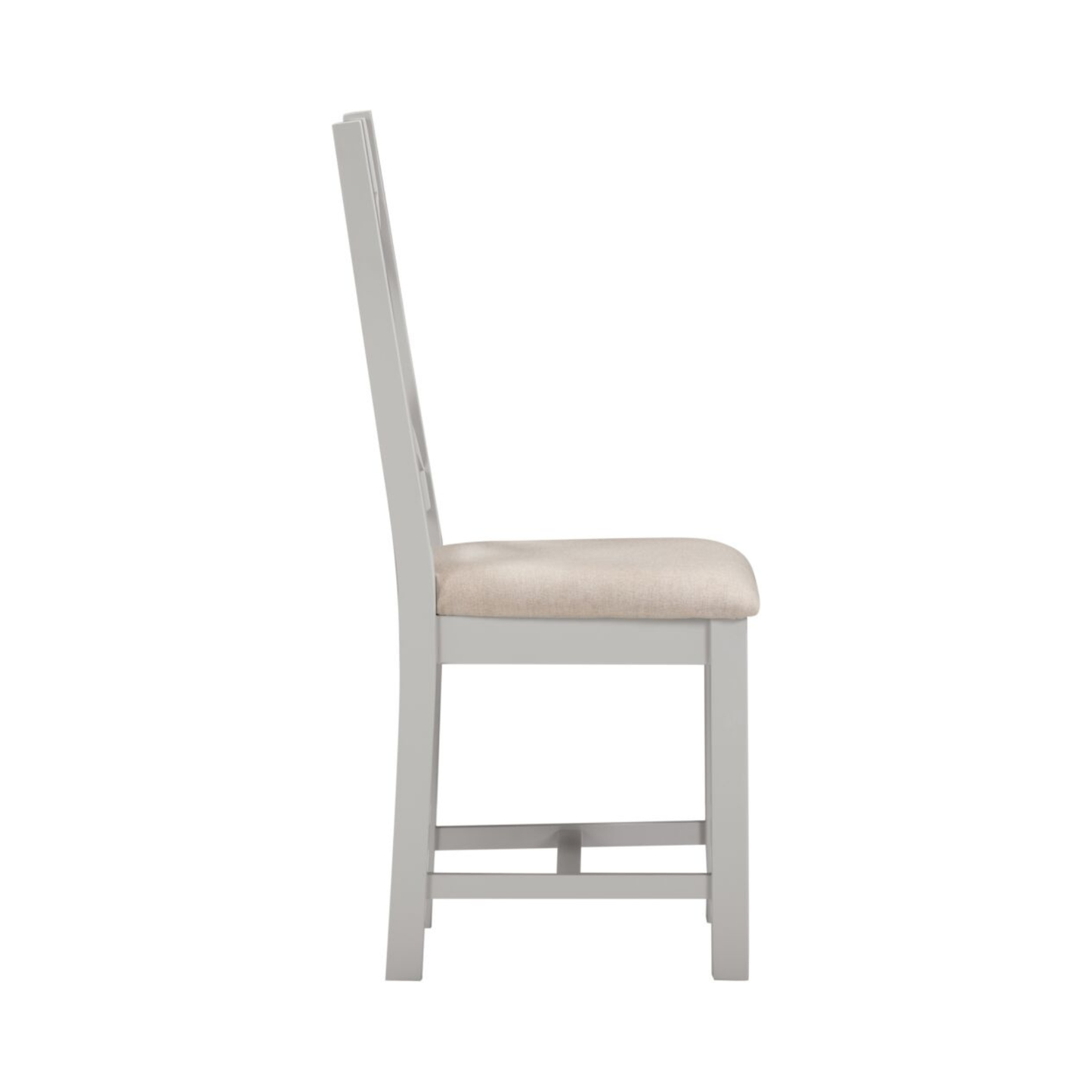 Windsor Cross Back Dining Chair Set - Pebble Grey/Oat Fabric (Pair)