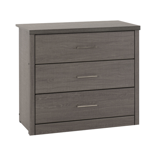Lisbon 3 Drawer Chest – Black Wood Grain, Modern Storage Solution
