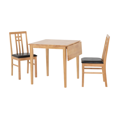 Vienna Drop Leaf Dining Set - Medium Oak/Brown Faux Leather