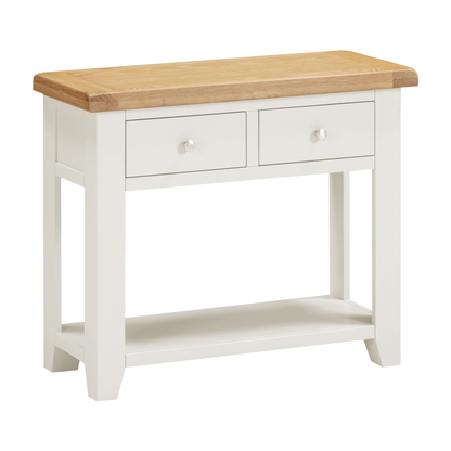 Windsor 2 Drawer Console Table - Ivory & Oak