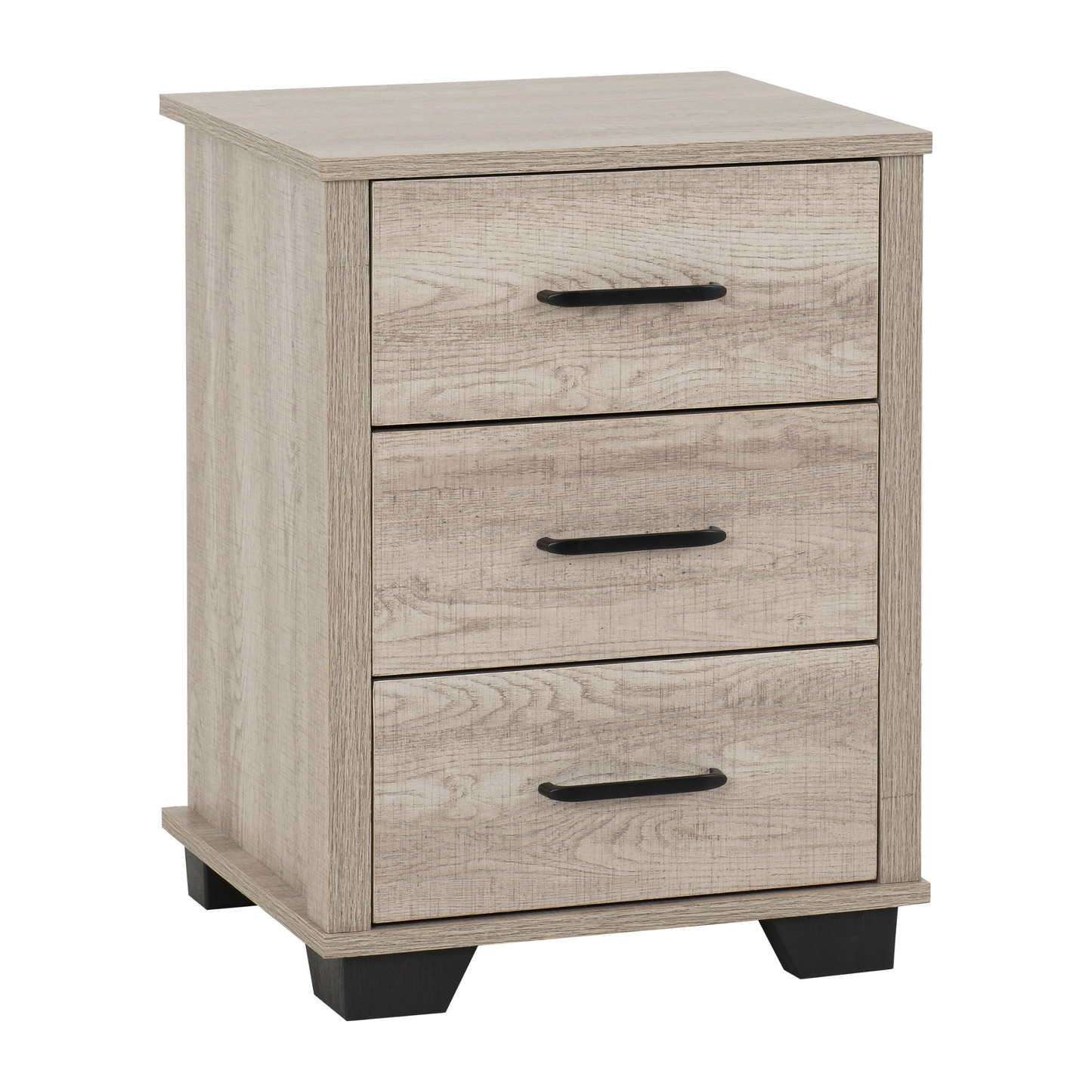 Oliver 3 Drawer Bedside – Light Oak Effect Storage