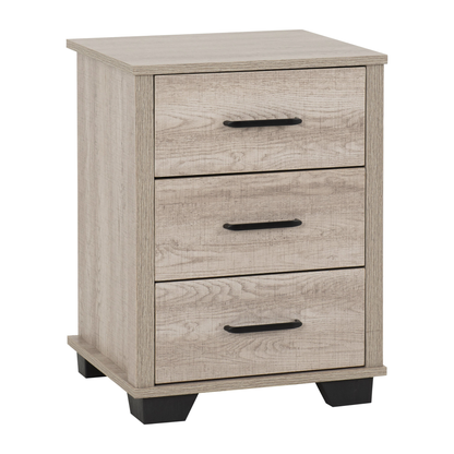 Oliver 3 Drawer Bedside – Light Oak Effect Storage