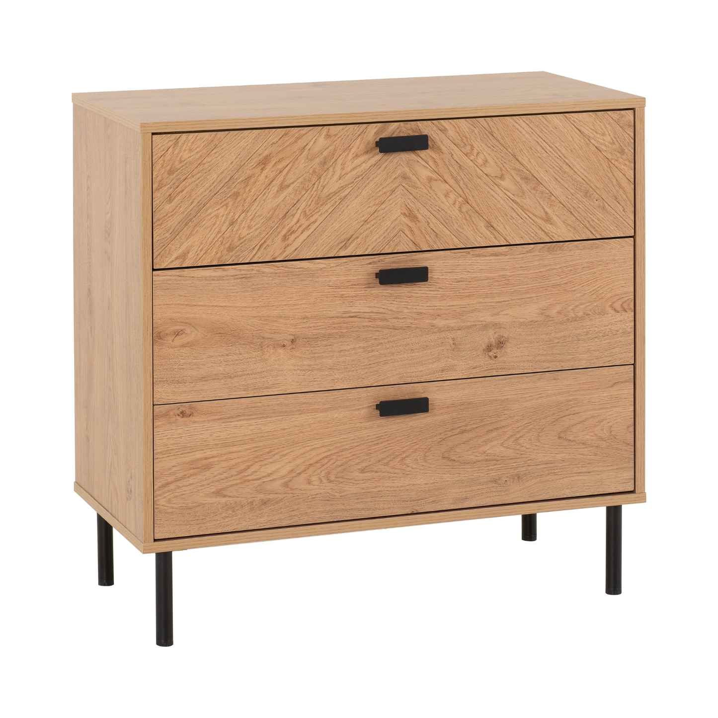 Leon 3 Drawer Chest – Medium Oak Effect, Stylish Bedroom Storage