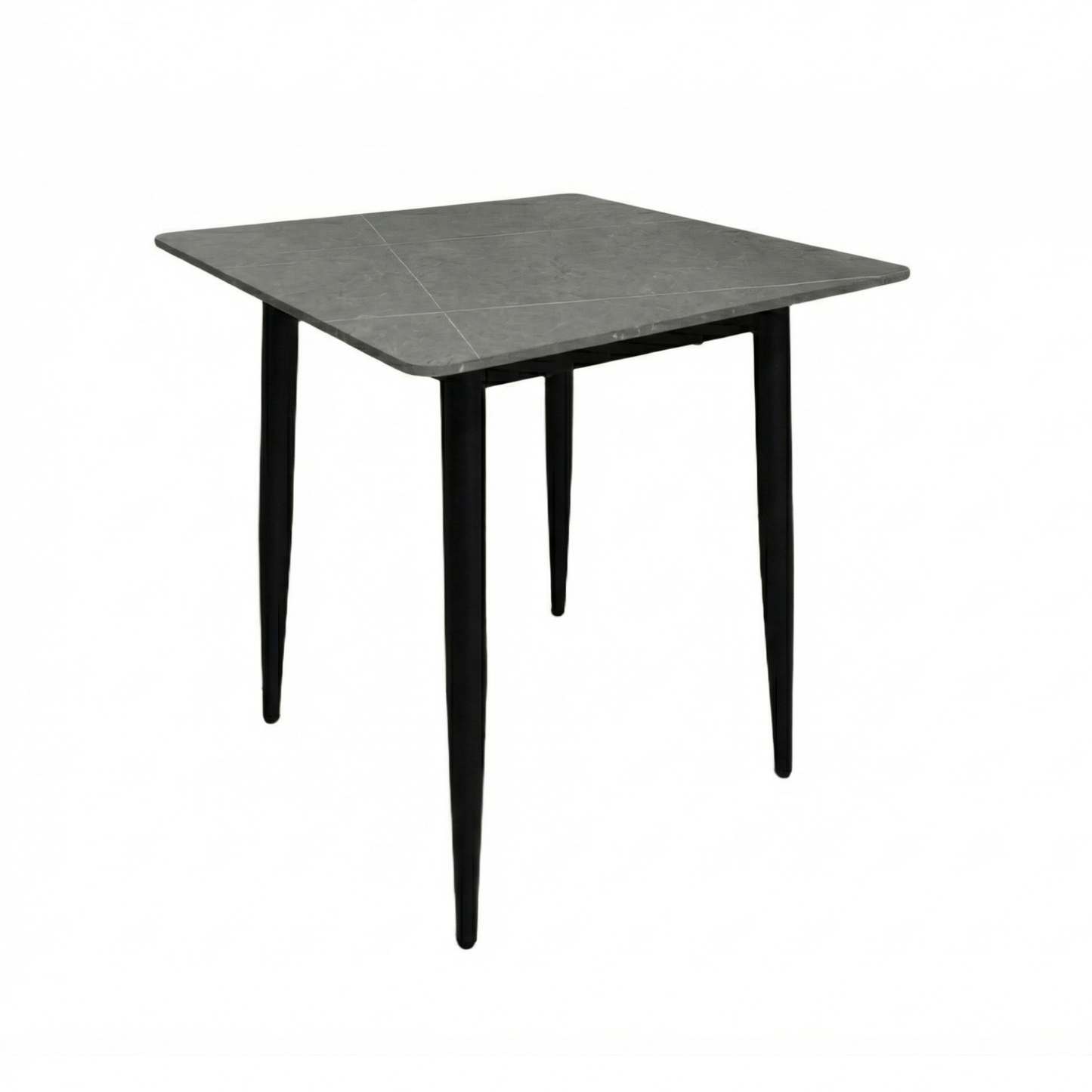 Nova Sintered Stone Dining Table 70x70cm – Grey Marble, Black Steel Legs