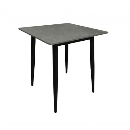 Nova Sintered Stone Dining Table 70x70cm – Grey Marble, Black Steel Legs