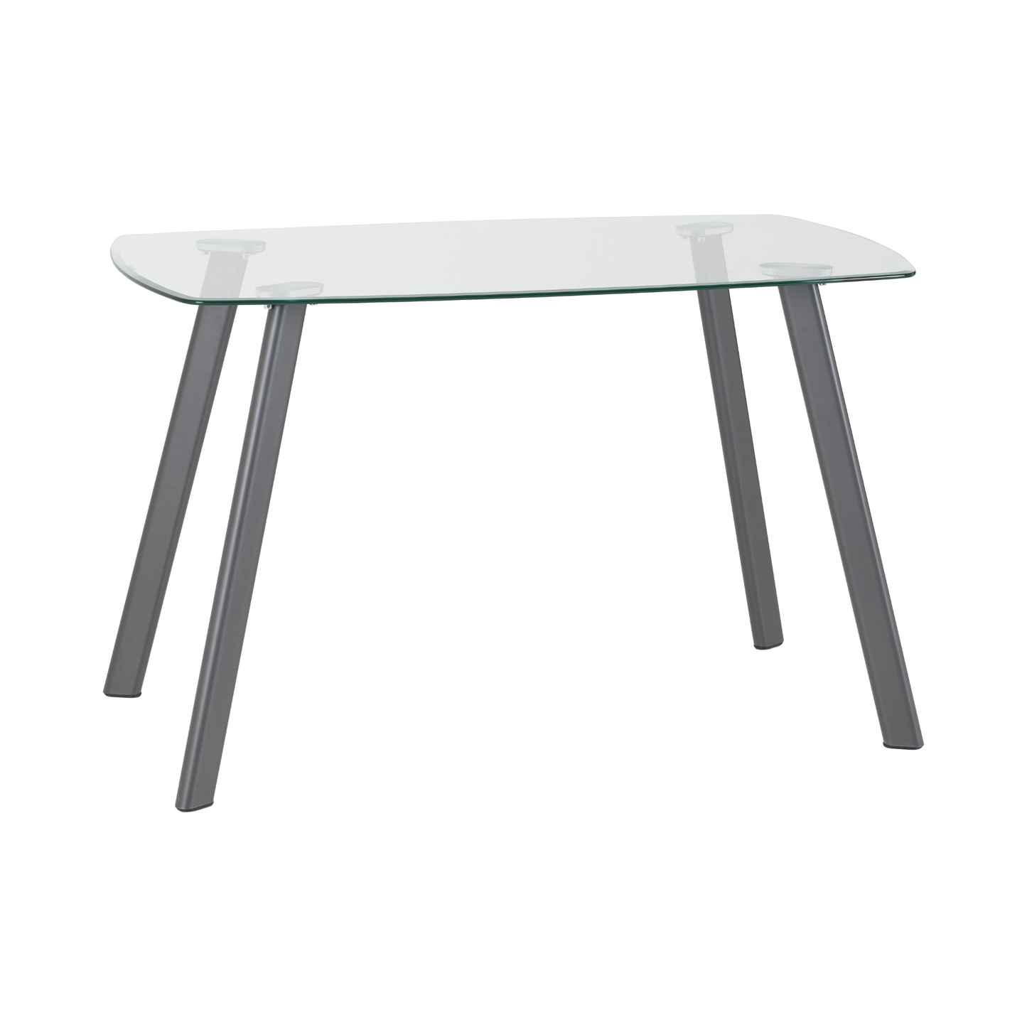 Abbey Small Dining Set (4 Chairs) - Clear Glass/Grey Faux Leather