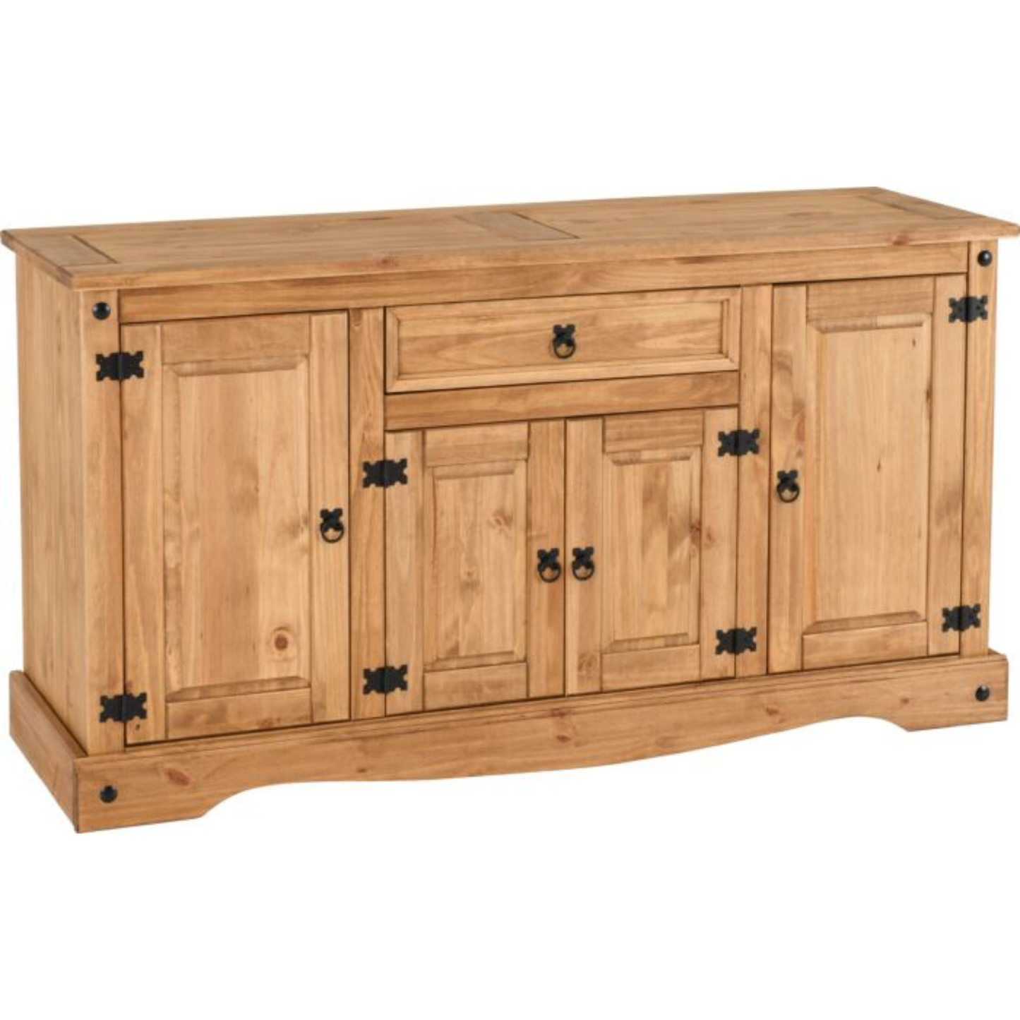 Corona 4 Door 1 Drawer Sideboard – Distressed Waxed Pine