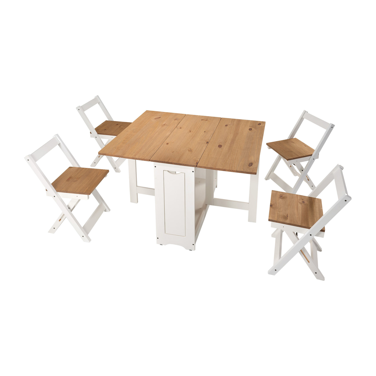 Santos Butterfly Dining Set - White/Pine (4 Chairs)