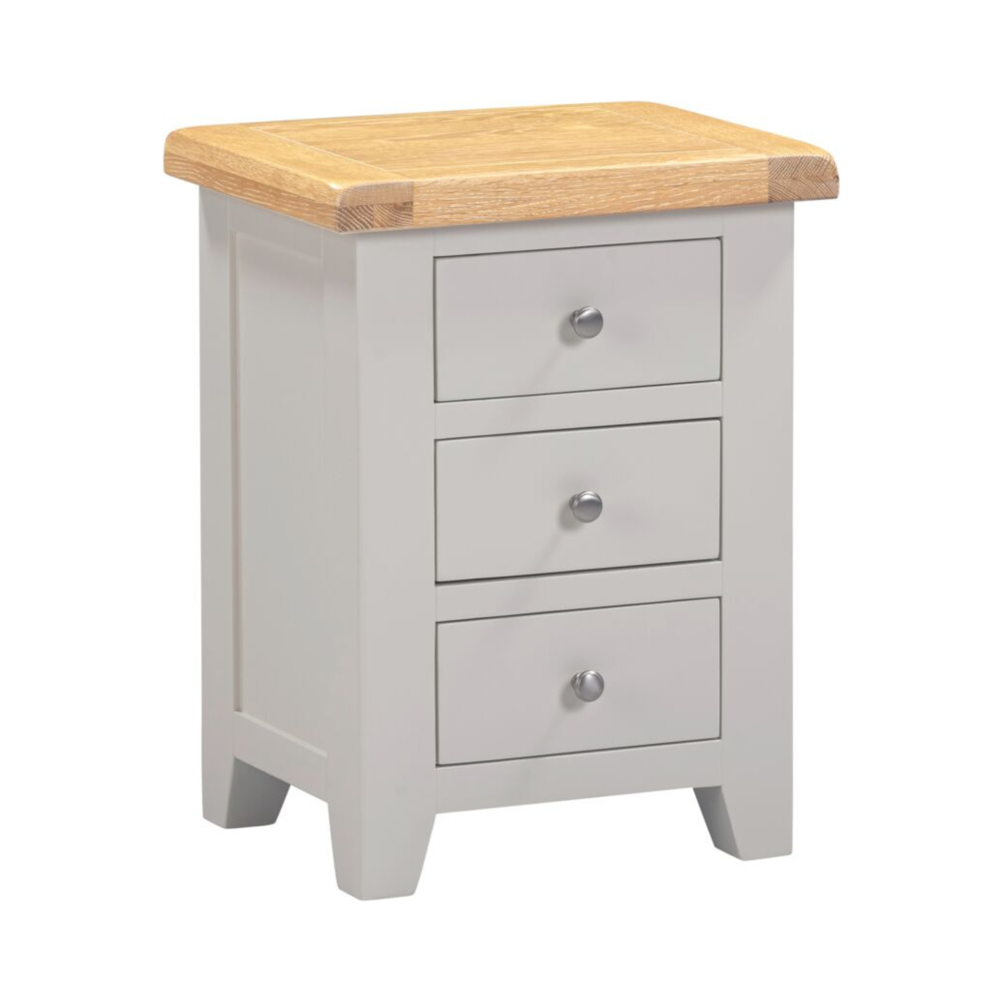 Windsor 3 Drawer Bedside Table – Pebble Grey & Oak