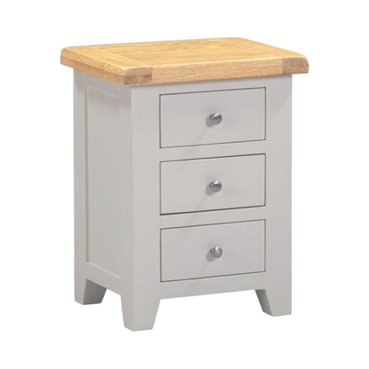 Windsor 3 Drawer Bedside Table – Pebble Grey & Oak