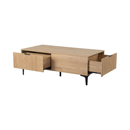 Miami 2 Drawer Coffee Table - Oak Effect Black, Modern Design