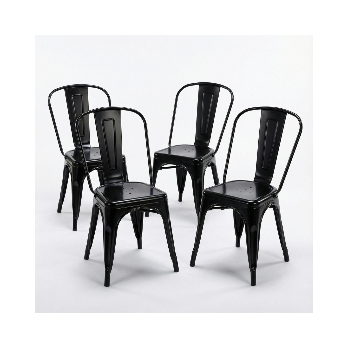 Bistro Pack of 4 Black Metal Chairs