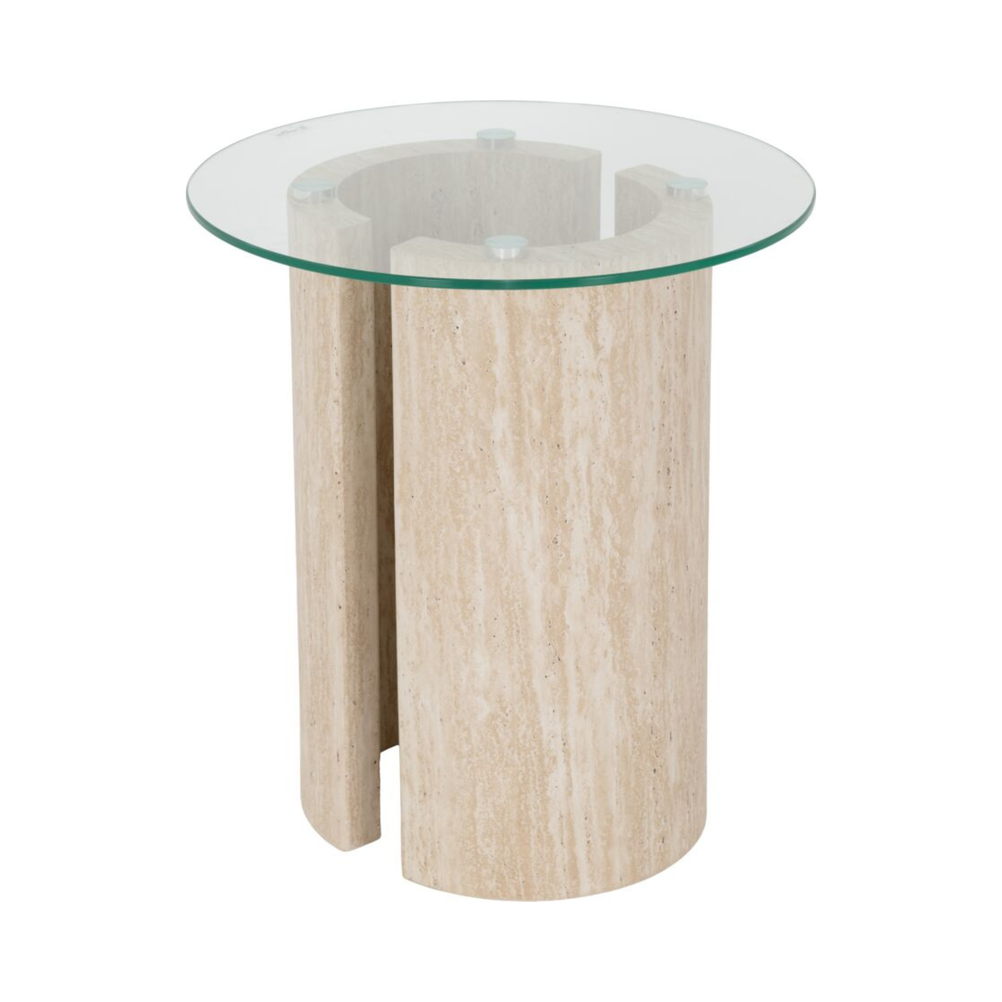 Modena Side Table – Glass & Cream Marble Effect Modern Table