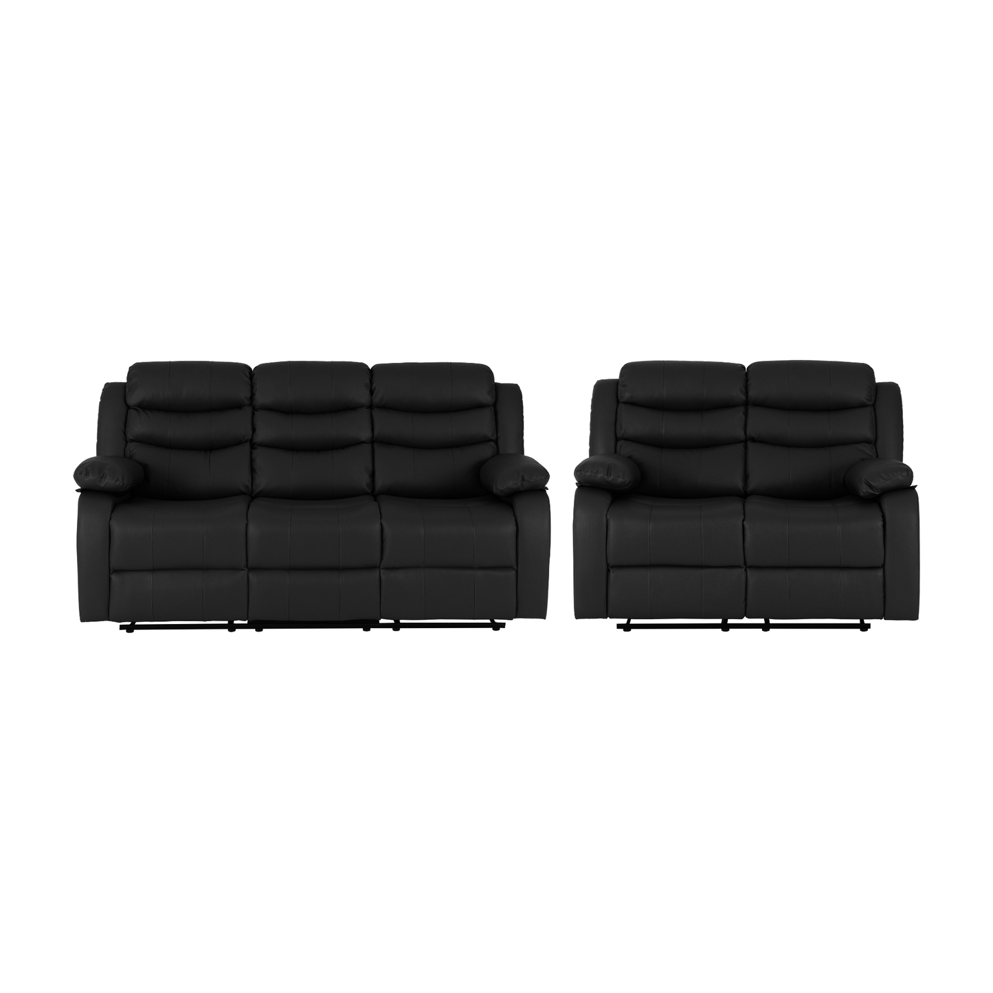 Roma 3+2 Recliner Suite - Black Faux Leather