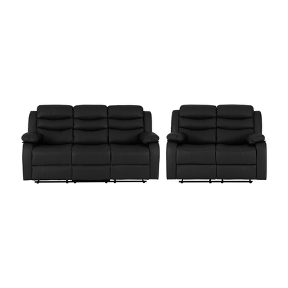 Roma 3+2 Recliner Suite - Black Faux Leather