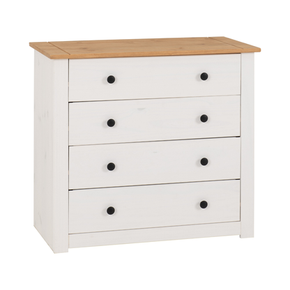 Panama 4 Drawer Chest - White/Natural Wax