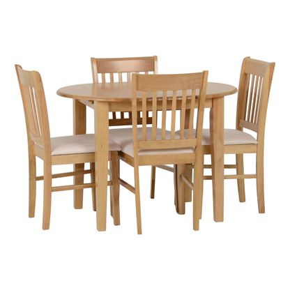 Oxford Extending Dining Set - Oak/Mink Microsuede (4 Chairs)