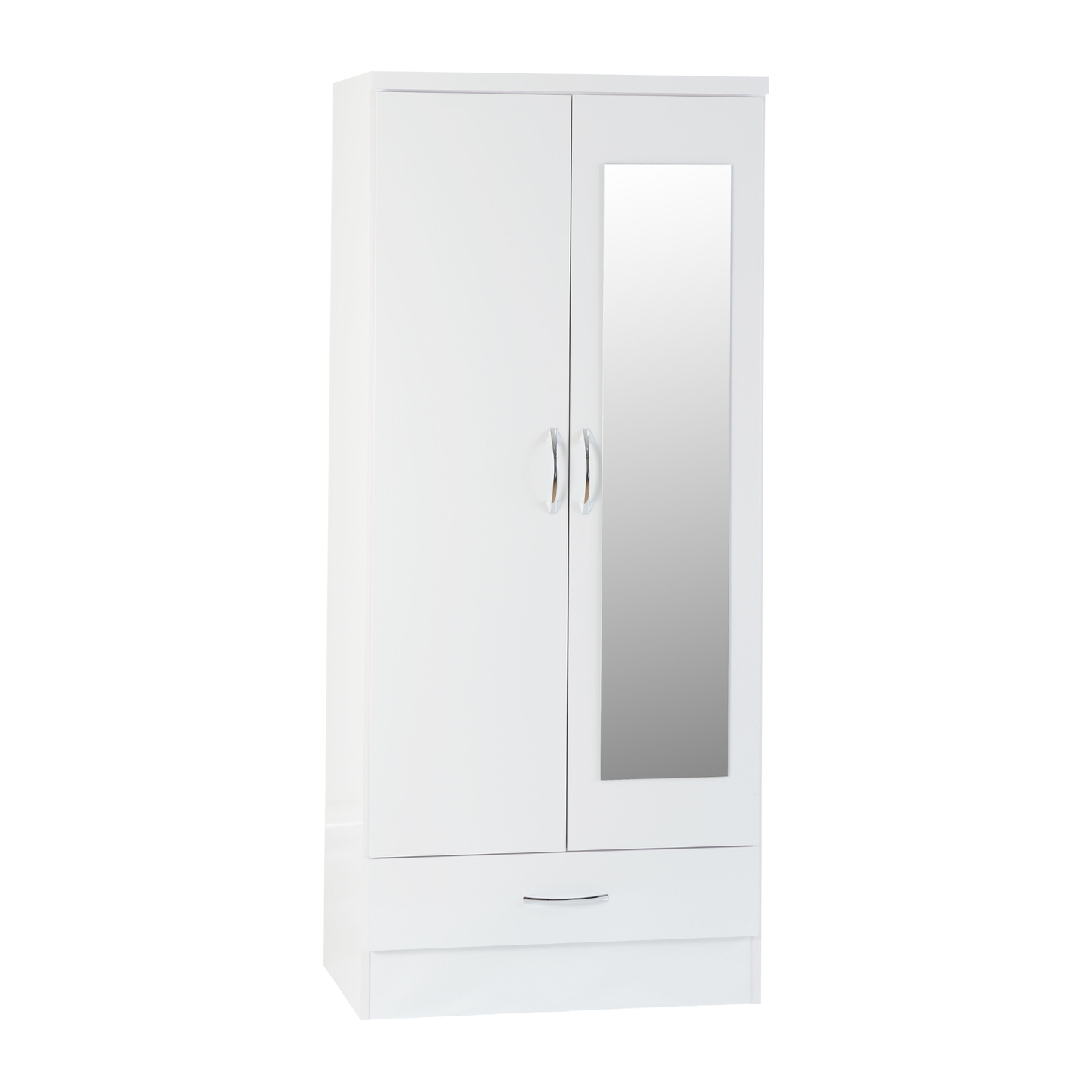 Nevada Mirrored 2 Door Wardrobe - White Gloss