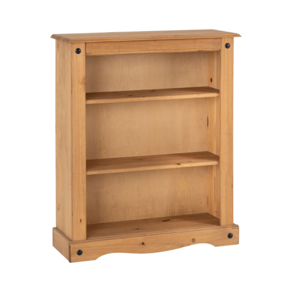 Corona Distressed Waxed Pine Low Bookcase