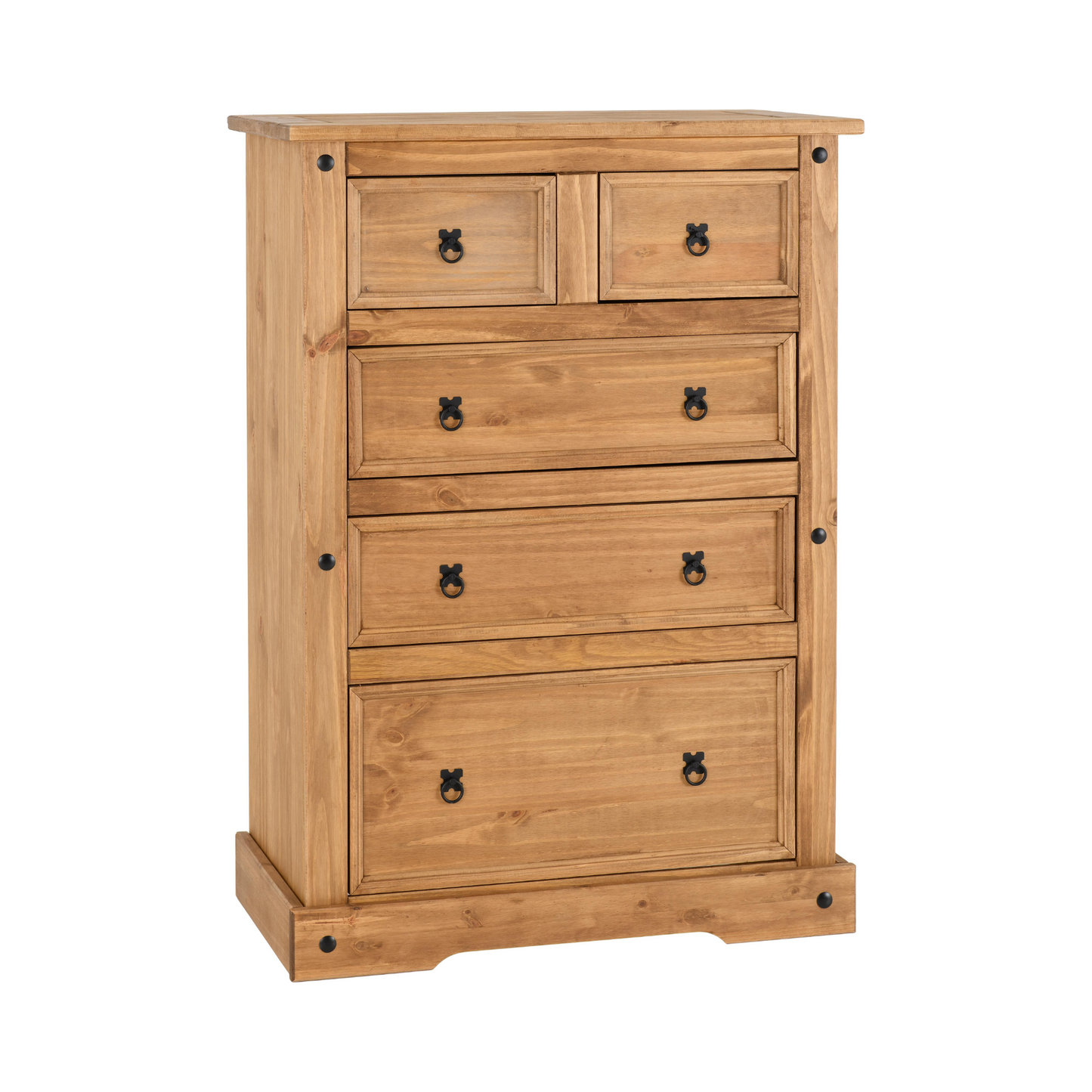 Corona 3+2 Drawer Chest – Distressed Waxed Pine, Rustic Storage