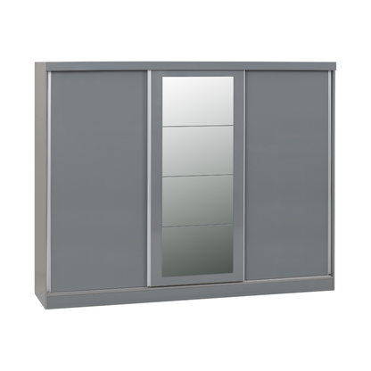 Nevada 3 Door Slider Wardrobe - Grey Gloss