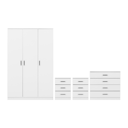 Dakota 3 Door Wardrobe Bedroom Set - White