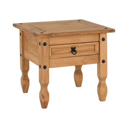 Corona 1 Drawer Lamp Table – Distressed Waxed Pine