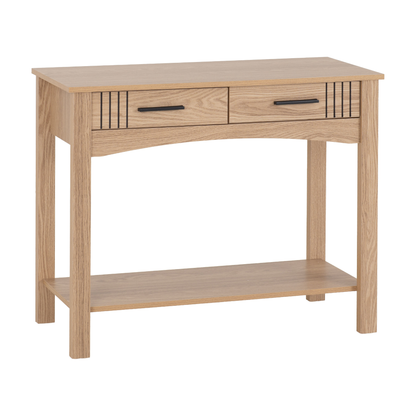 Tessa 2 Drawer Console Table - Natural Oak Effect