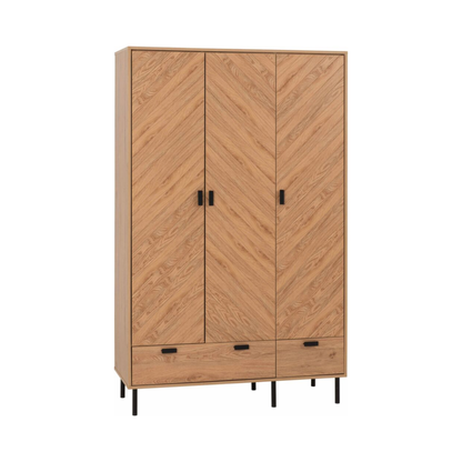 Leon 3 Door 2 Drawer Wardrobe – Medium Oak Effect