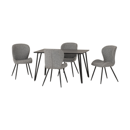 Marlow & Quebec Dining Set – Black Marble & Grey PU
