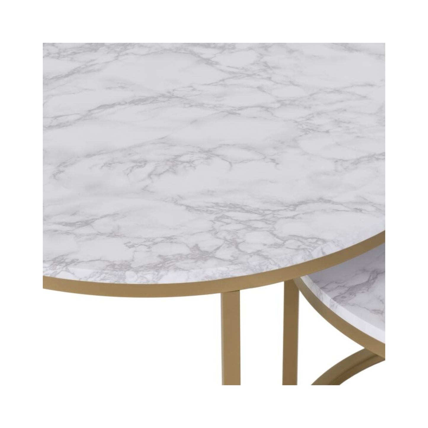 Dallas Round Coffee Table Set - Marble/Gold Effect