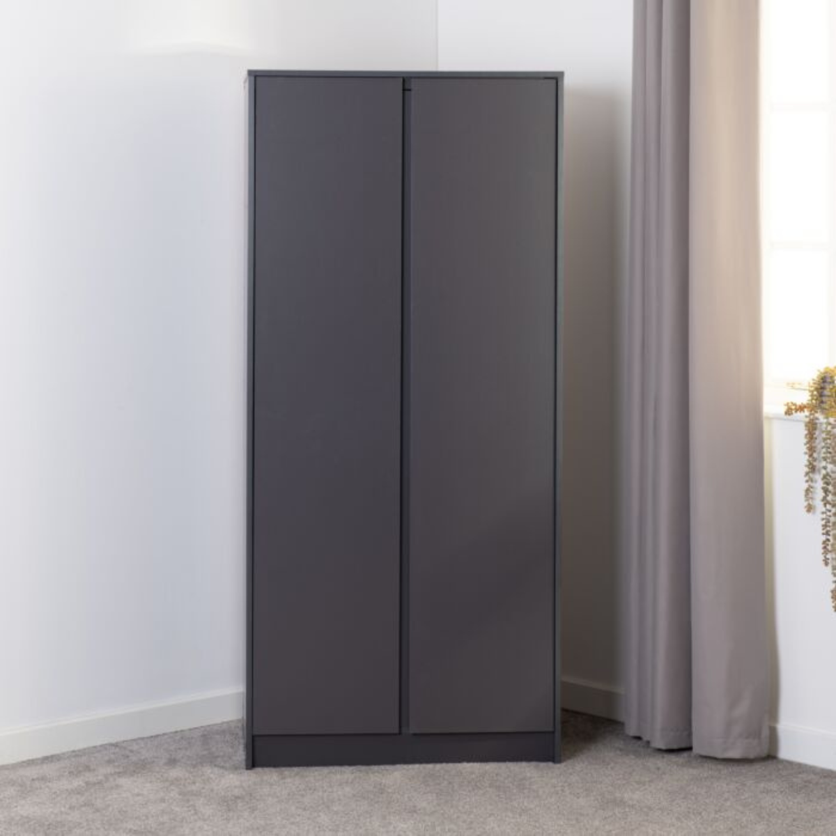 Malvern Grey 2 Door Wardrobe with Hanging Rail & Shelf