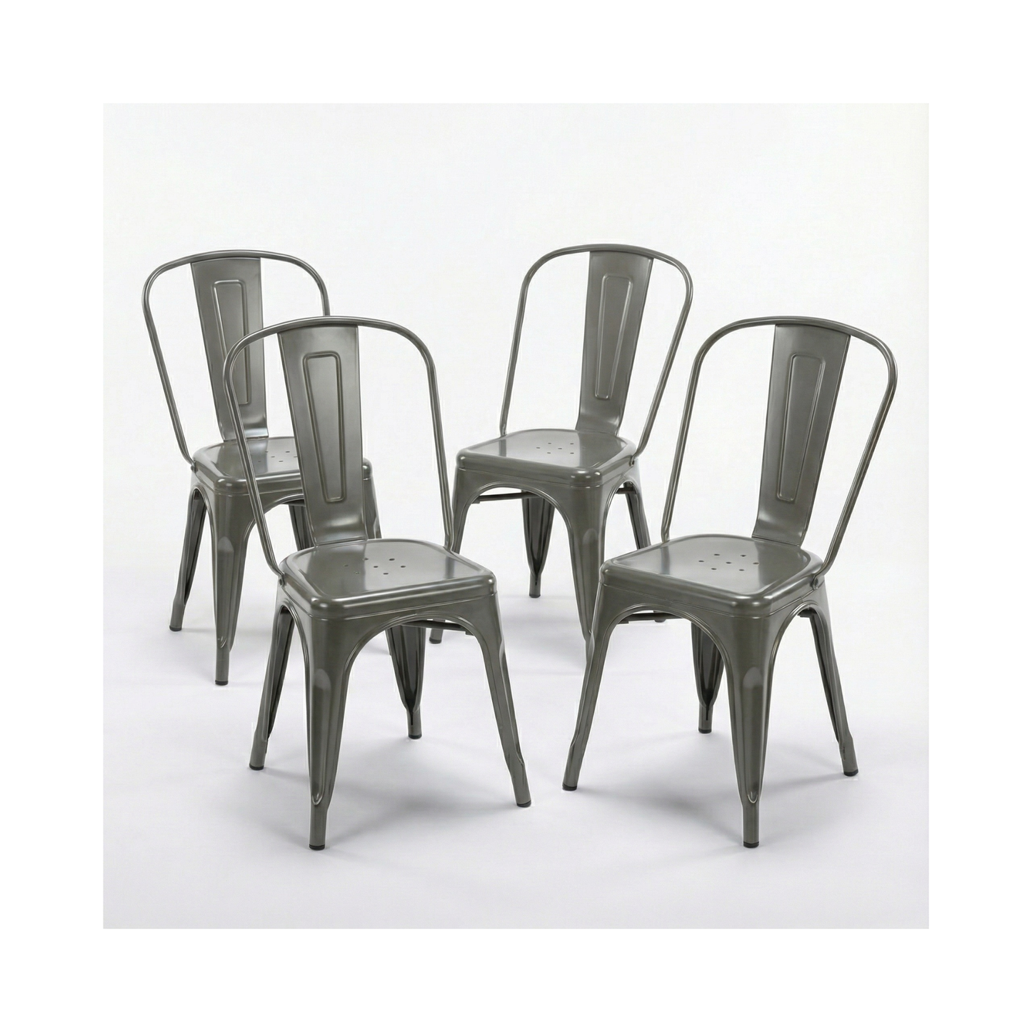 Bistro Pack of 4 Silver Metal Chairs