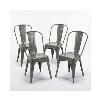 Bistro Pack of 4 Silver Metal Chairs
