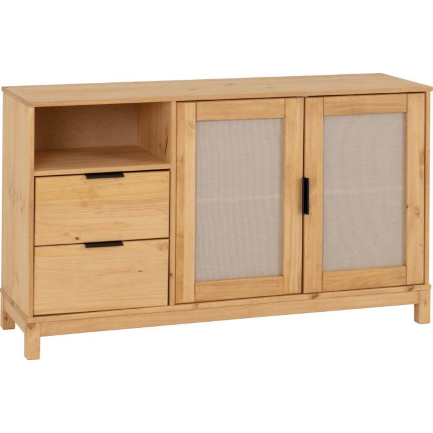 Corona Rattan 2 Door 2 Drawer Sideboard – Distressed Pine/Rattan