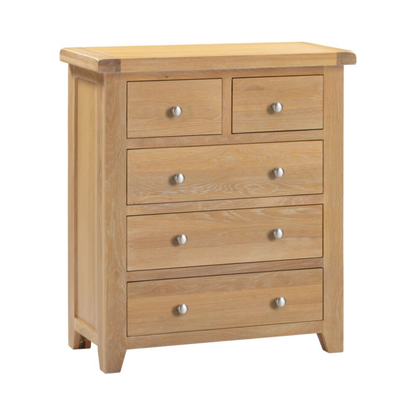 Windsor 3+2 Drawer Chest – Natural Oak Finish