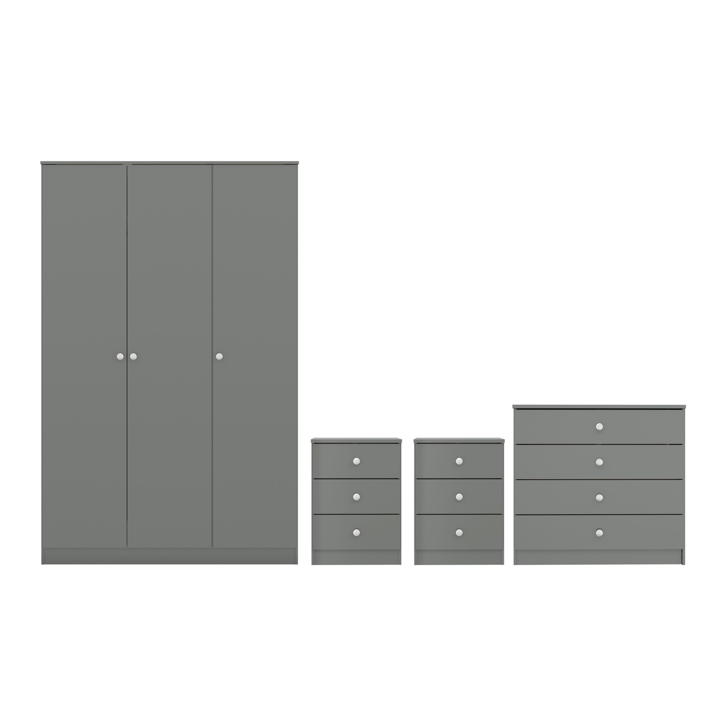 Denver 3 Door Wardrobe Bedroom Set Grey Gloss