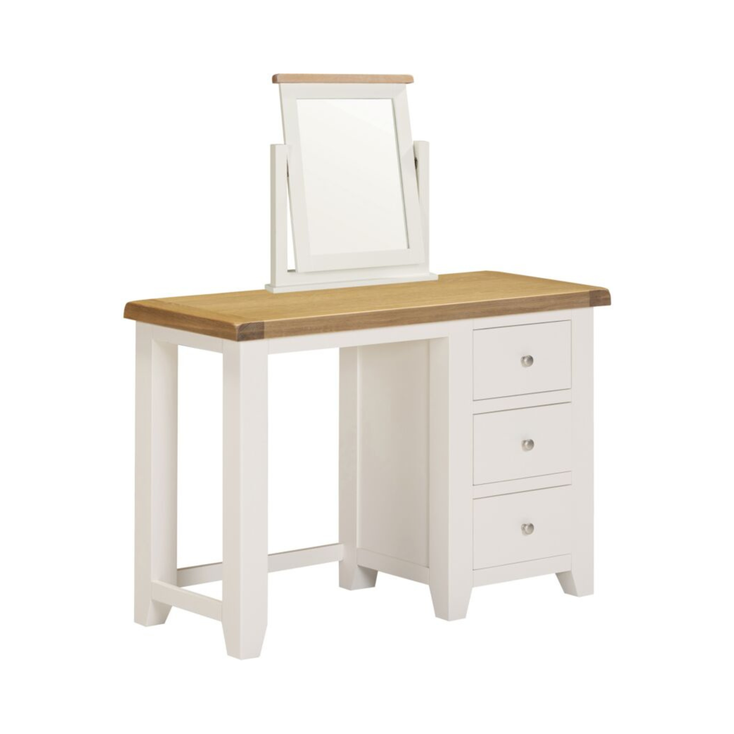 Windsor 3 Drawer Dressing Table & Mirror – Ivory/Oak