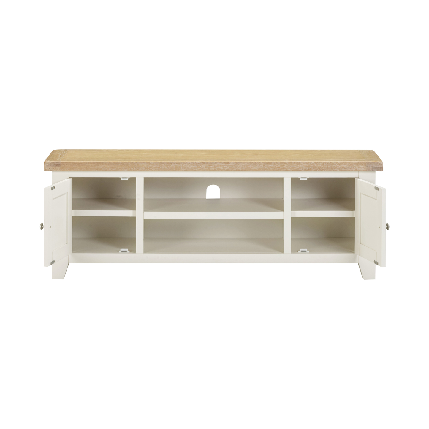 Windsor Straight TV Unit - Ivory/Oak - Hardwood & Plywood