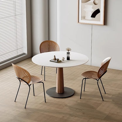 Anderson Small Round Dining Table, Sintered Stone & Solid Wood