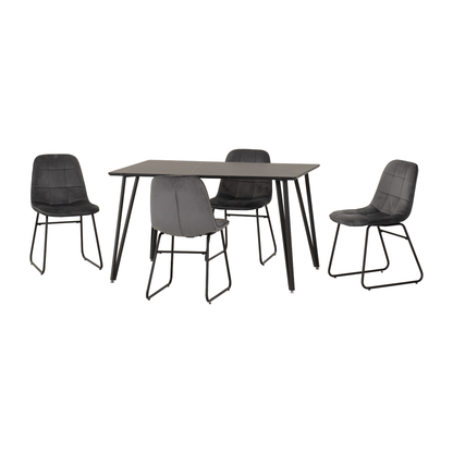Marlow & Lukas Dining Set - Black Marble/Grey Velvet
