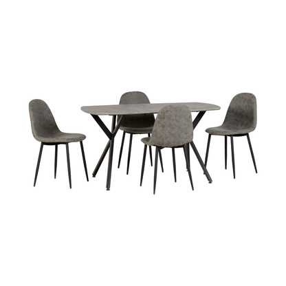 Athens Rectangular Dining Set with 4 Chairs - Concrete Effect