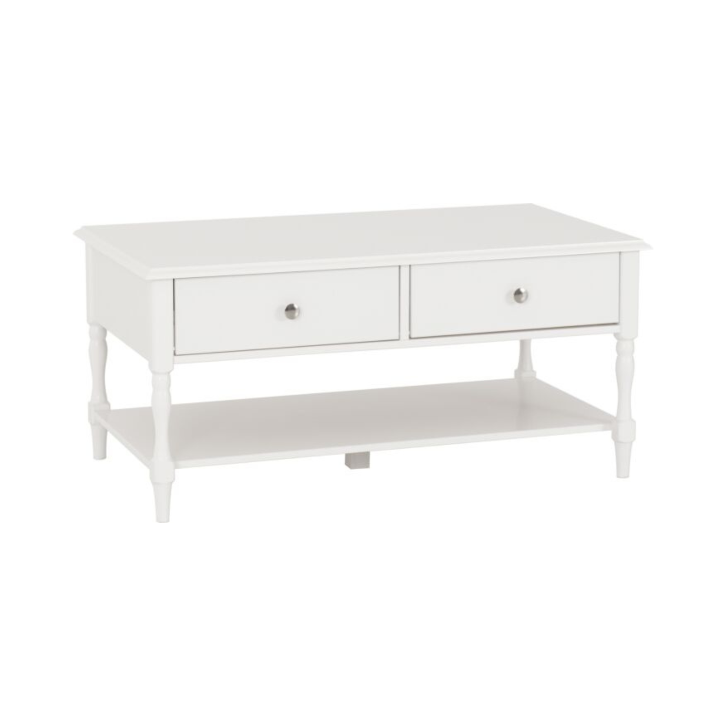 Stratford 2 Drawer Coffee Table - White, Modern Storage Design