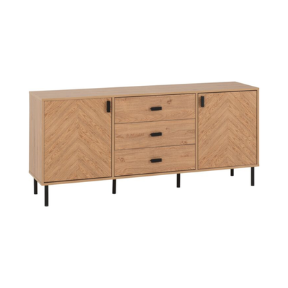 Leon 2 Door 3 Drawer Sideboard – Medium Oak Effect