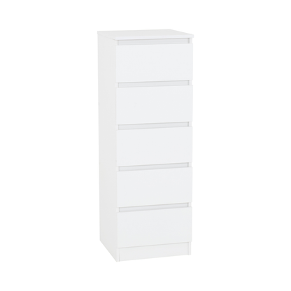 Malvern 5 Drawer Narrow Chest - White