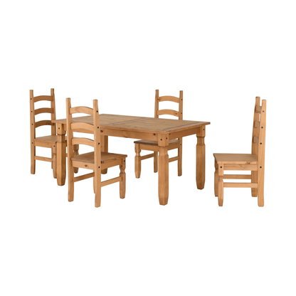 Corona 5' Dining Set with 4 Chairs - Distressed Waxed Pine