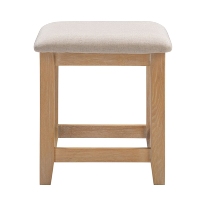 Windsor Dressing Table Stool – Natural Oak with Oat Fabric Seat