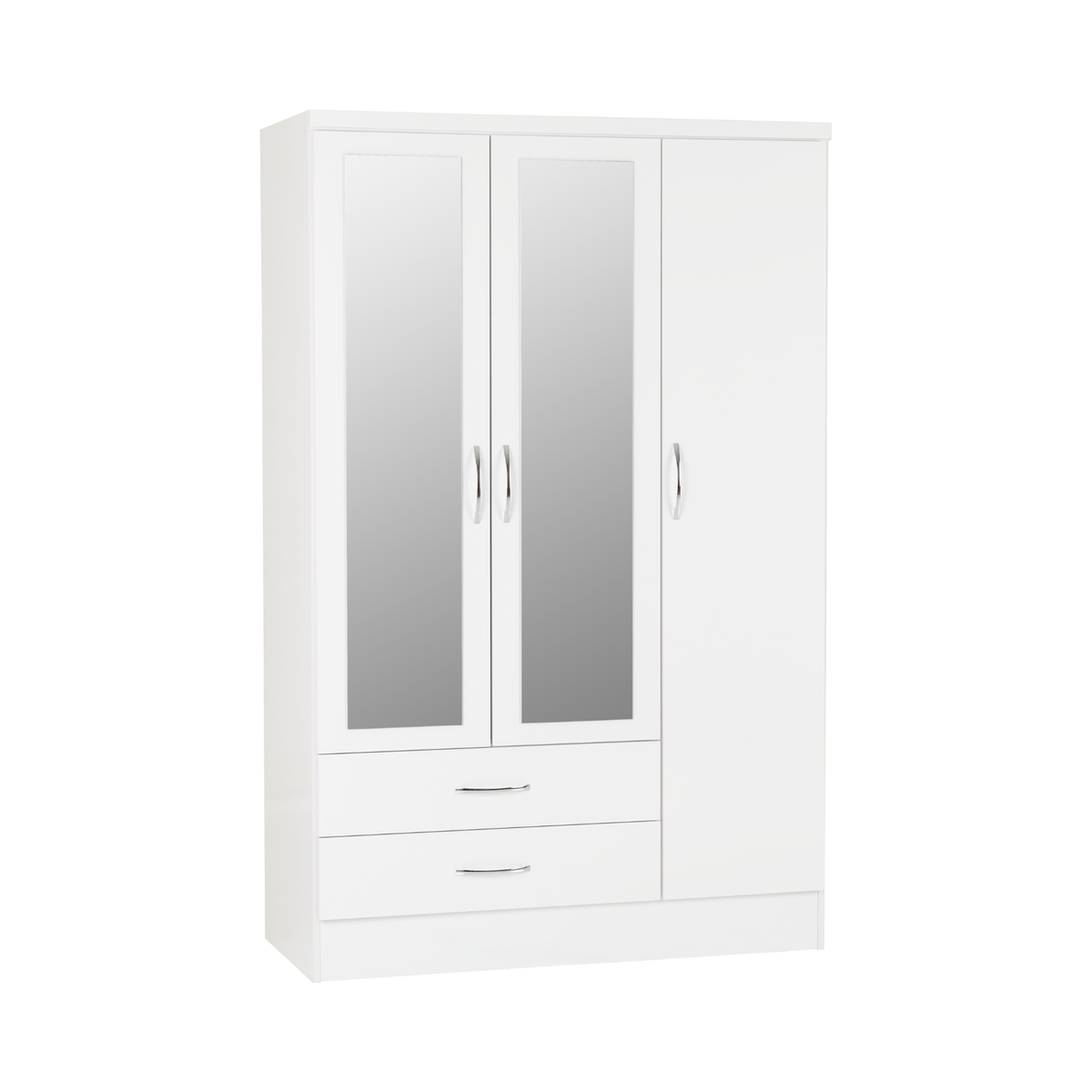 Nevada 3 Door 2 Drawer Wardrobe - White Gloss
