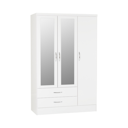 Nevada 3 Door 2 Drawer Wardrobe - White Gloss
